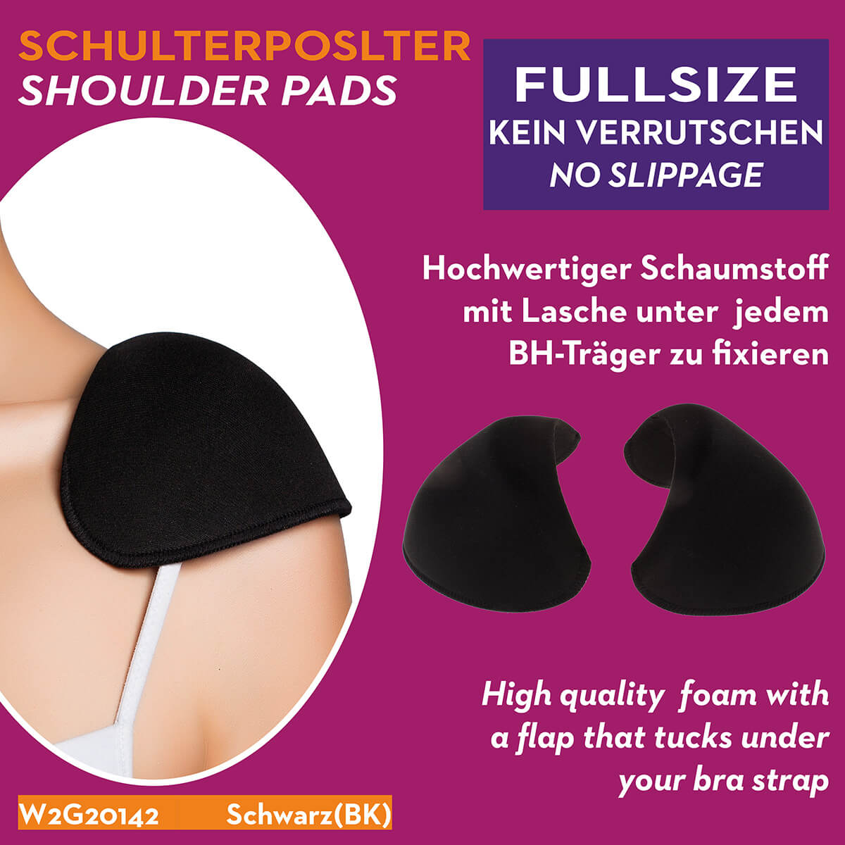 Miss Perfekt-Wow 2 Go, BH-Schulterpolster (1Paar) - Farbe Schwarz_BK