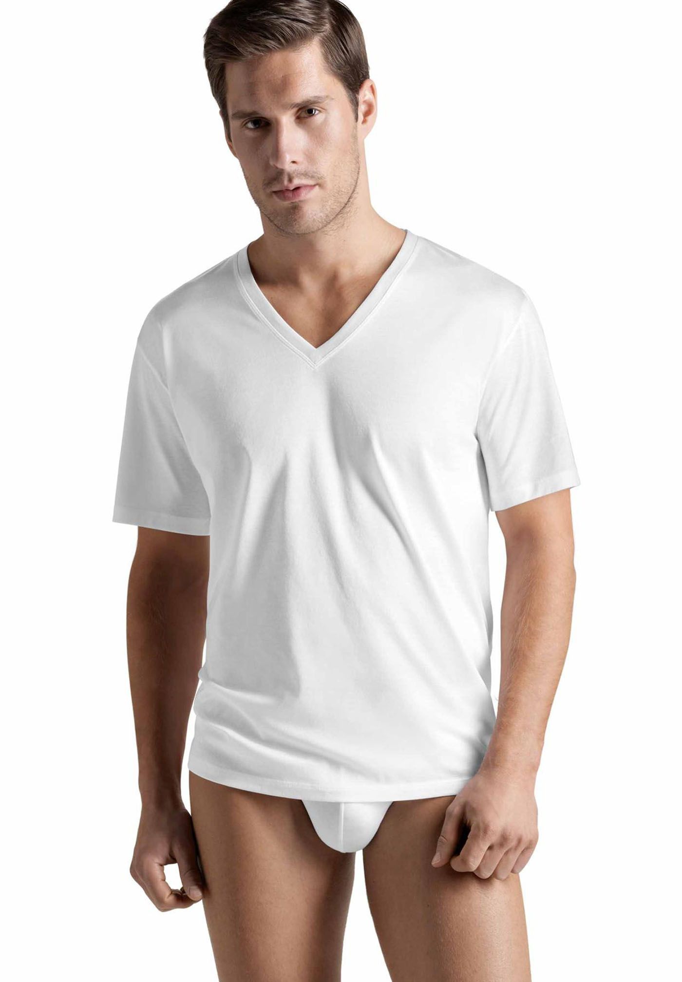 Hanro-Cotton Sporty, V-Shirt Kurzarm